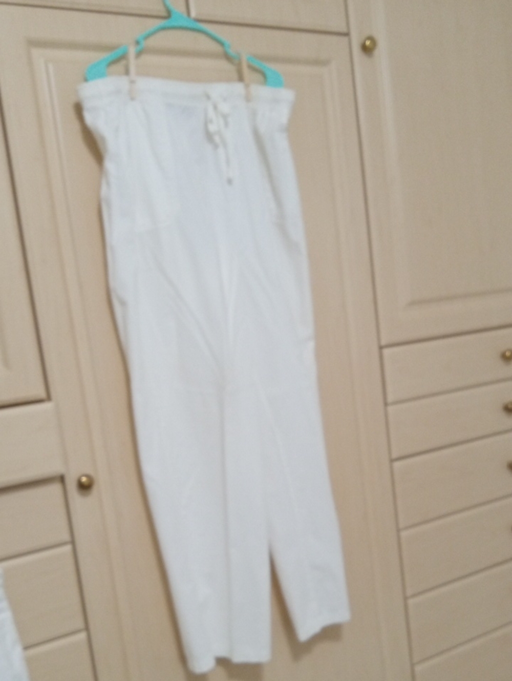 Vintage Women's White Drawstring Wide-Leg Pants